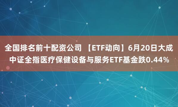 全国排名前十配资公司 【ETF动向】6月20日大成中证全指医疗保健设备与服务ETF基金跌0.44%