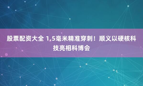 股票配资大全 1.5毫米精准穿刺！顺义以硬核科技亮相科博会